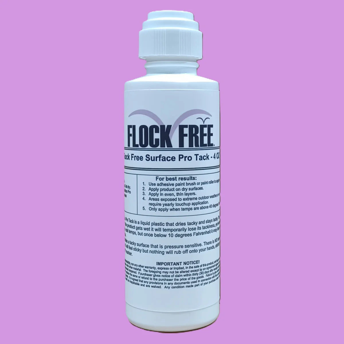 FLOCK FREE Surface Pro Tack – Liquid Spikes - Surface Protector - 4 fl.oz.