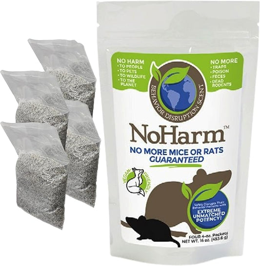 Advanced Rodent Control by NoHarm | Safe for Humans and Planet | 4-4oz. Indoor Packets