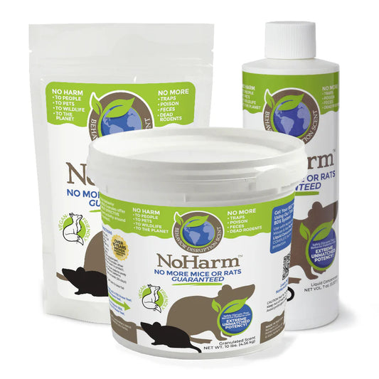 NoHarm Rodent Behavior Disruption Scent Kit - (4) 4 oz. Packs, 7 oz. Concentrate, 10 lb. Bucket